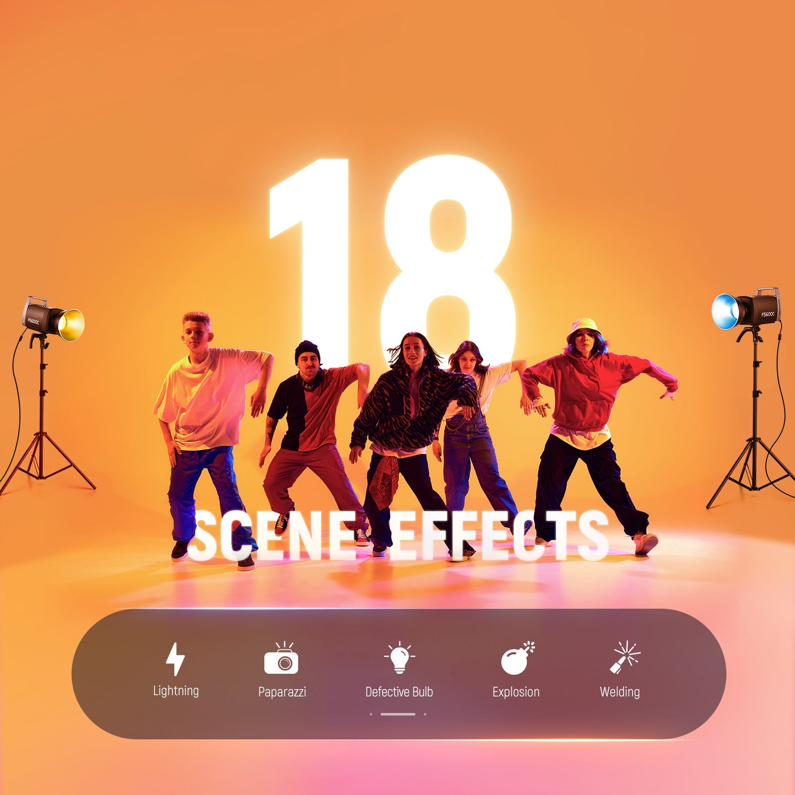 NEEWER FS600C 600W COB Light offers 18 scene effects.