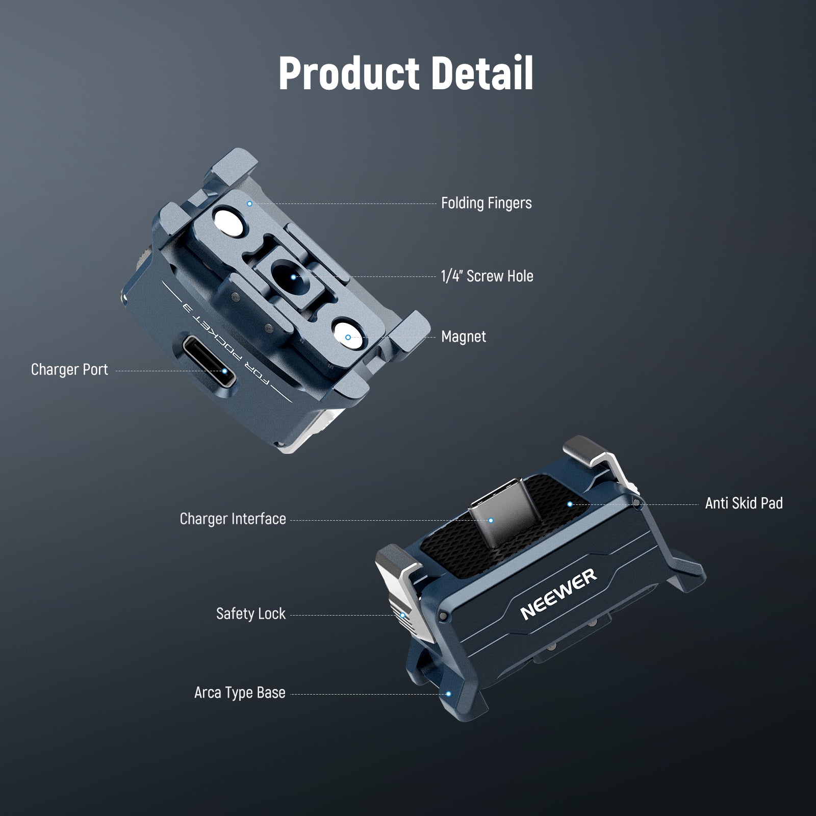 Product detail of the NEEWER AC018 Charging Adapter Base For DJI Osmo Pocket 3