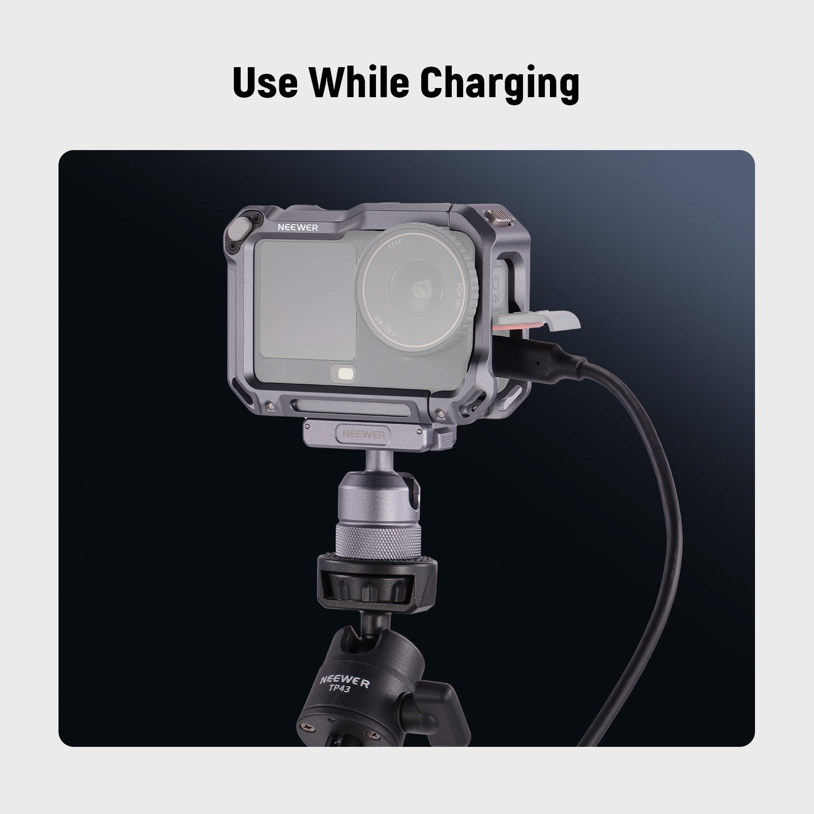 NEEWER AC049 Camera Cage supports use while charging.