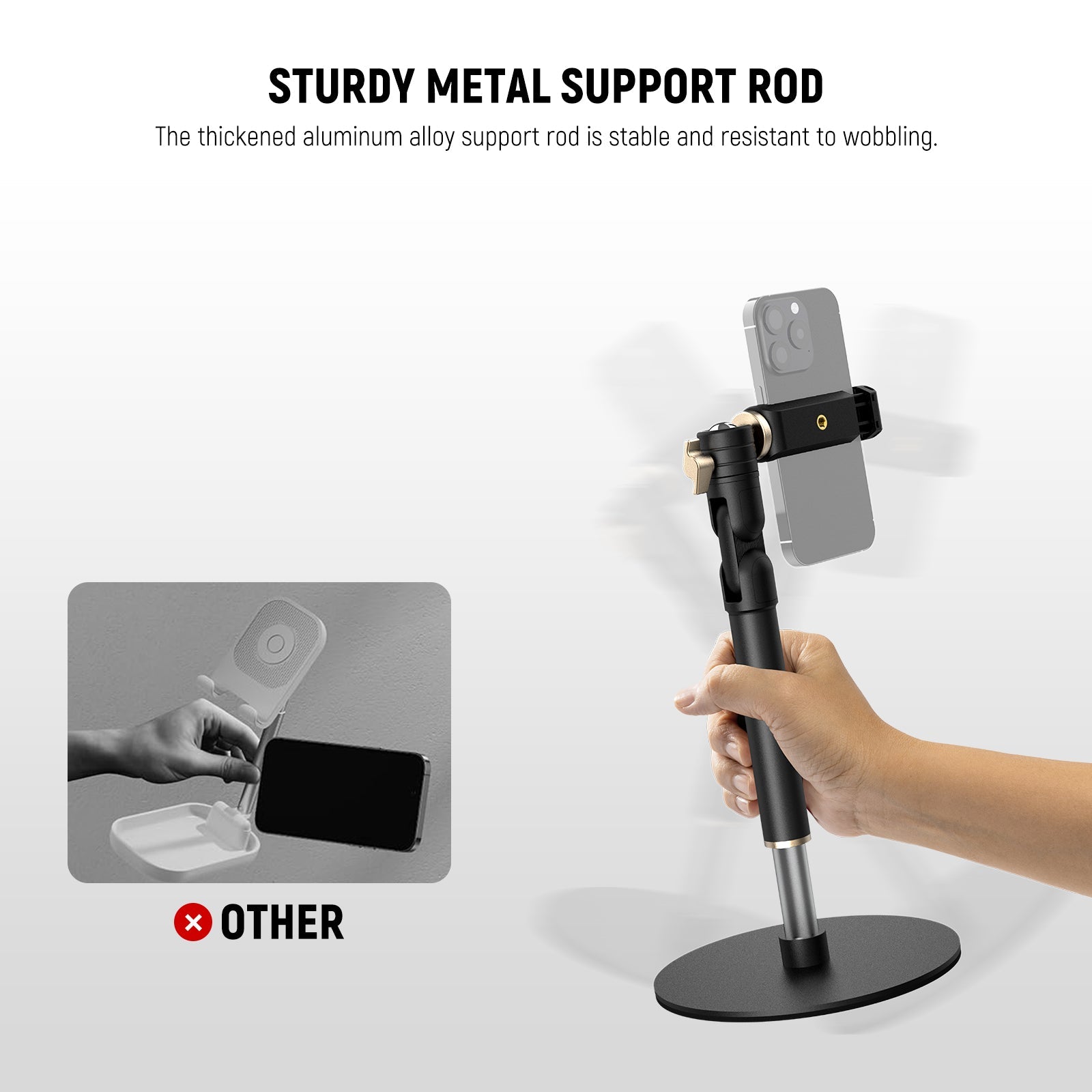sturdy metal support rod