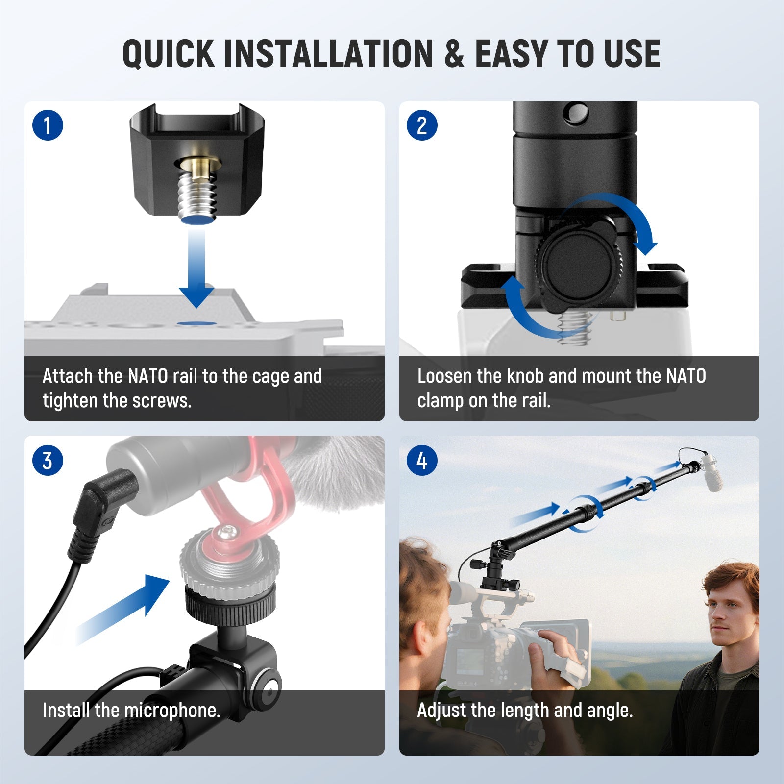 NEEWER BP01 Carbon Fiber Microphone Boom Pole is easy to use.