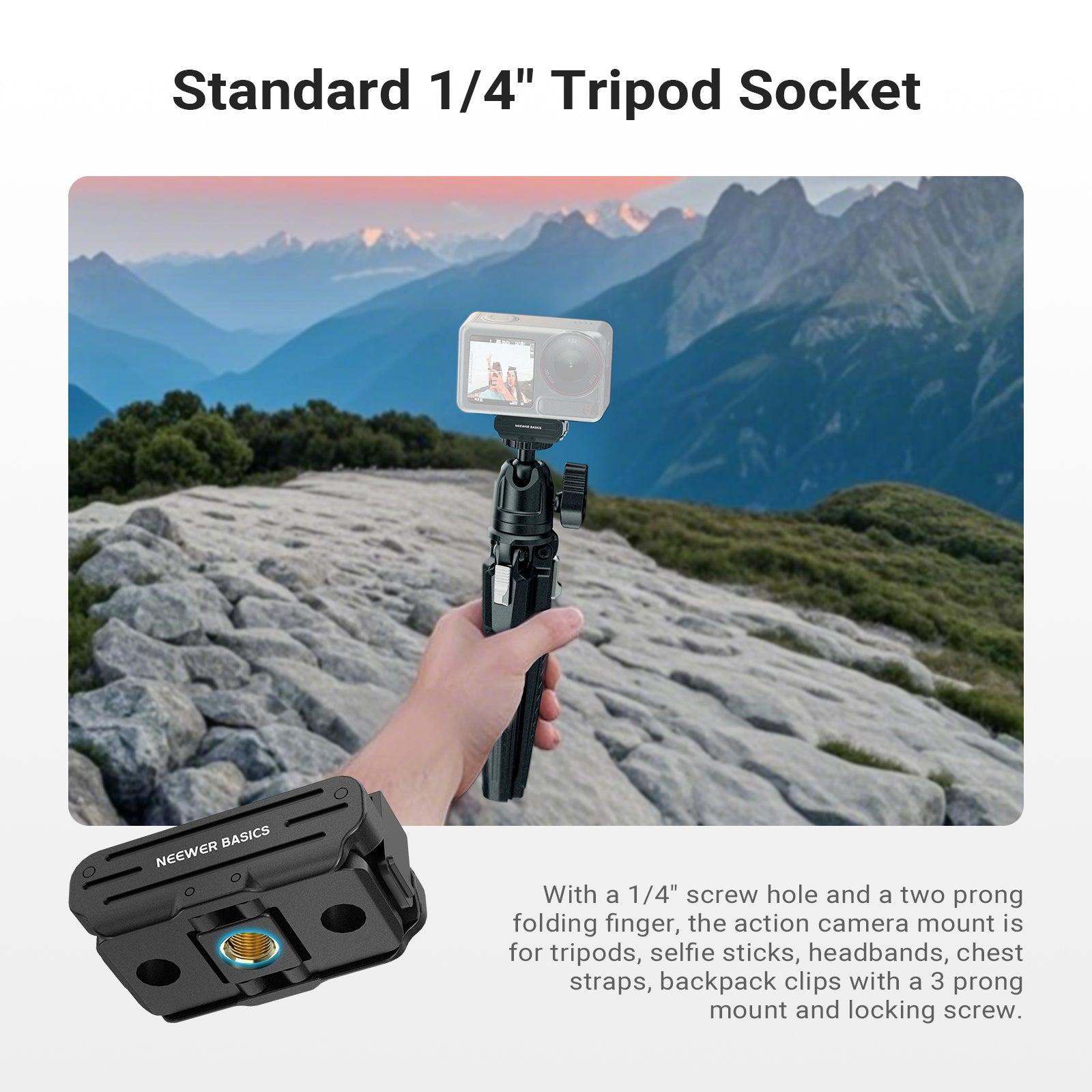 NEEWER DP04 Magnetic Mount with a 1/4" screw hole and a two prong folding finger