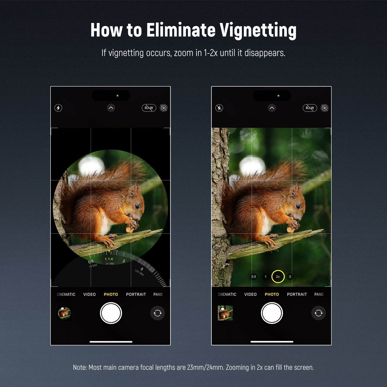 How to eliminate vignetting