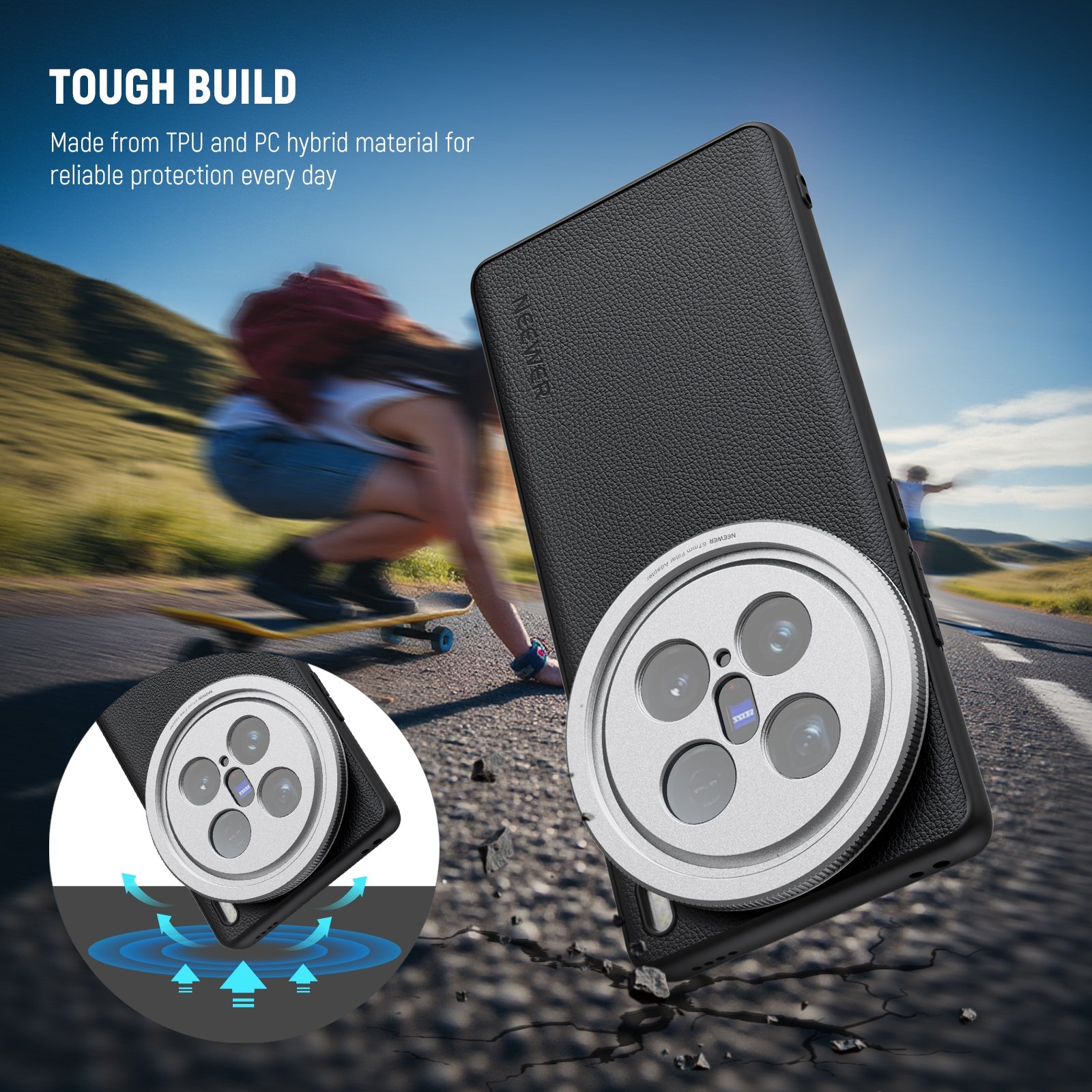 NEEWER PA113 Phone Case is crafted from TPU and PC hybrid material.