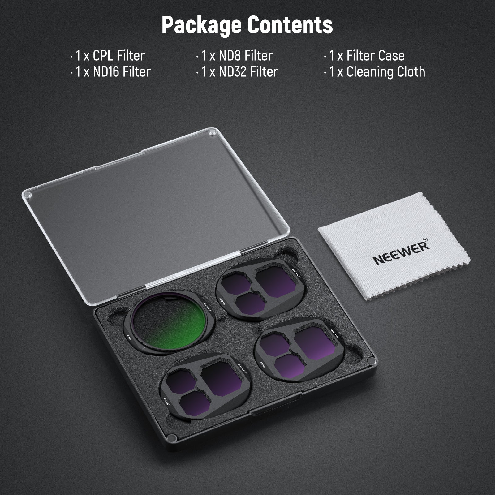 NEEWER CPL + ND Filter Set For DJI Mavic 4 Pro Drone(CPL/ND8/ND16/ND32 Filter)
