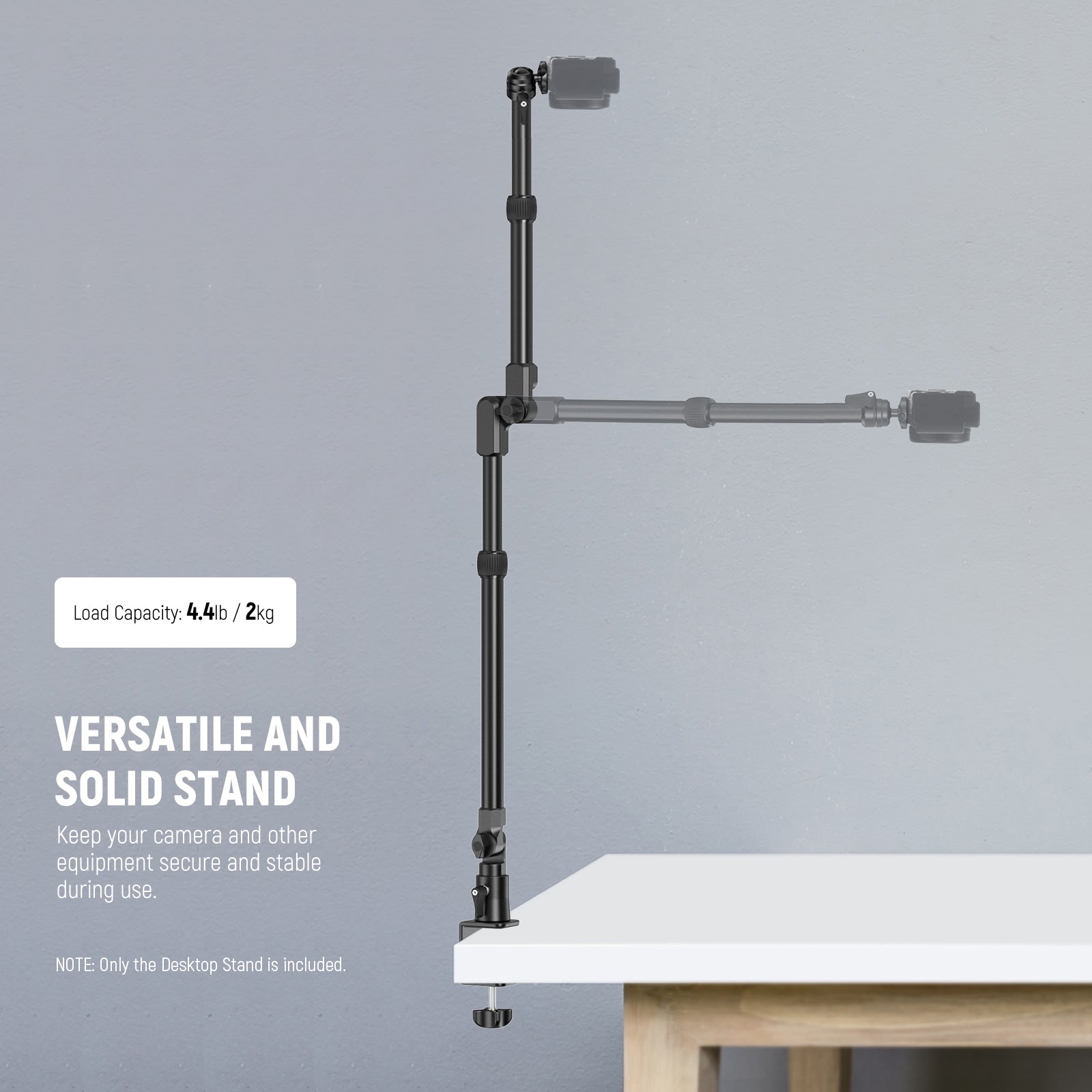 NEEWER DS023 Overhead Camera Mount Stand ensures capable of supporting devices up to 4.41lb.