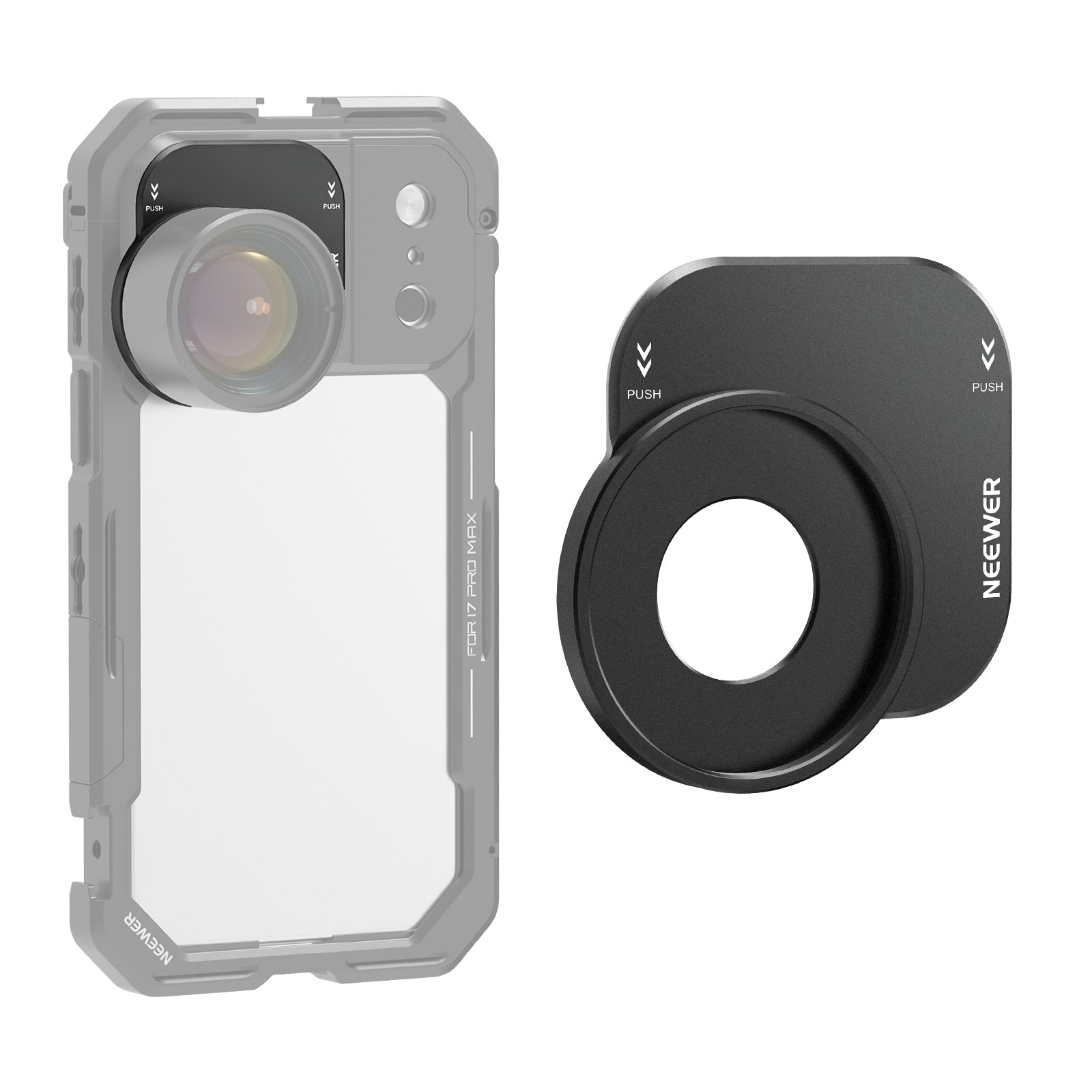 NEEWER PA152 37mm Filter Lens Backplate for iPhone 17 Pro/Pro Max Phone Cage - Black