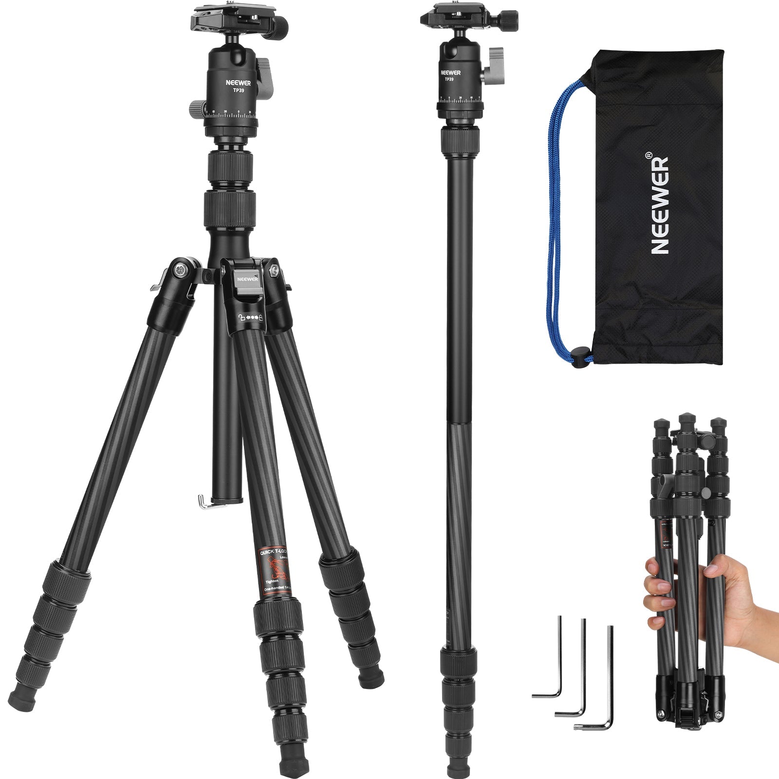 NEEWER TP39 Carbon Fiber Camera Tripod