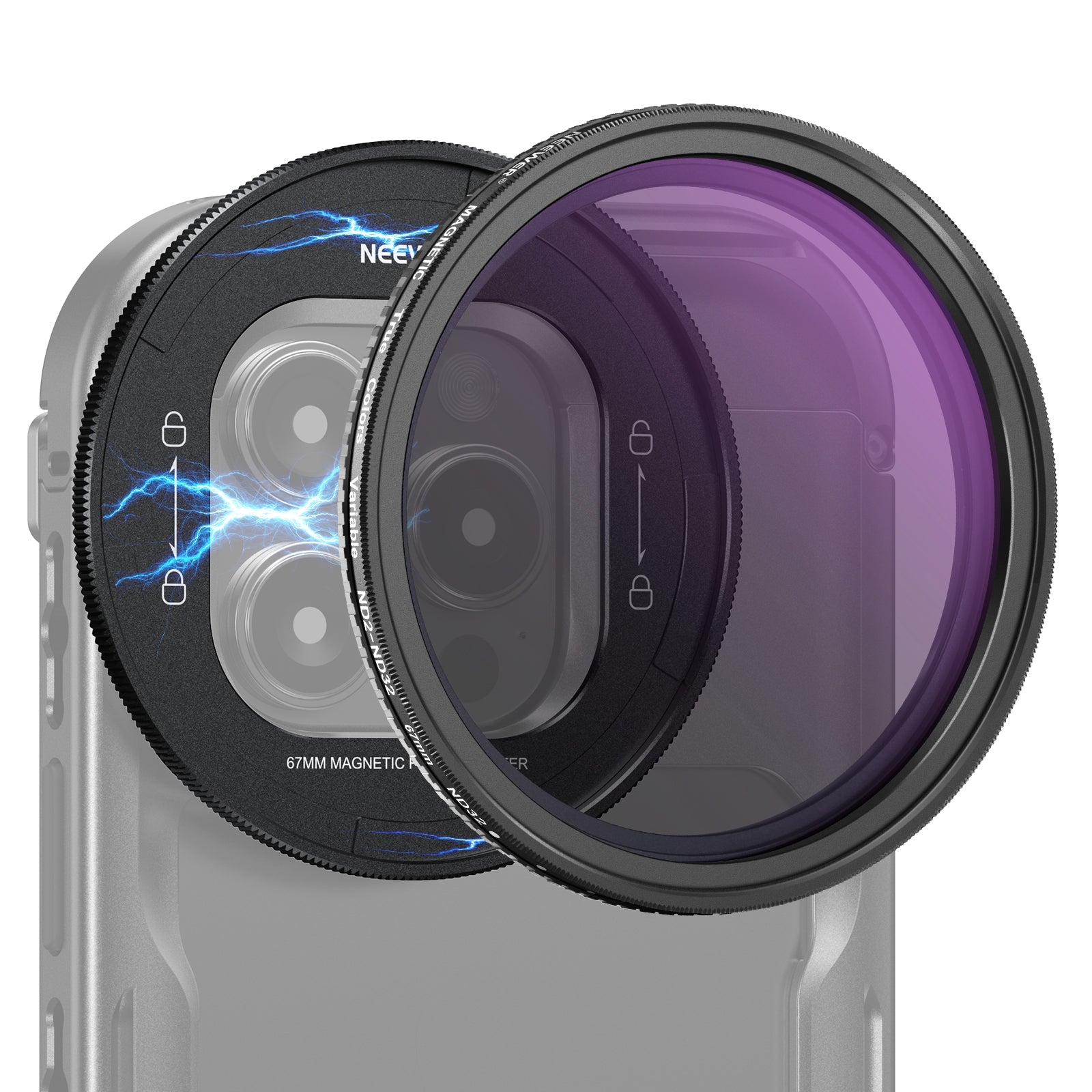 NEEWER 67mm ND Filter Set For iPhone 16 Pro/16 Pro Max Cage