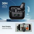 NEEWER KM19 Mini Clip On Wireless Lavalier Microphone offers 30 hours extended battery life.