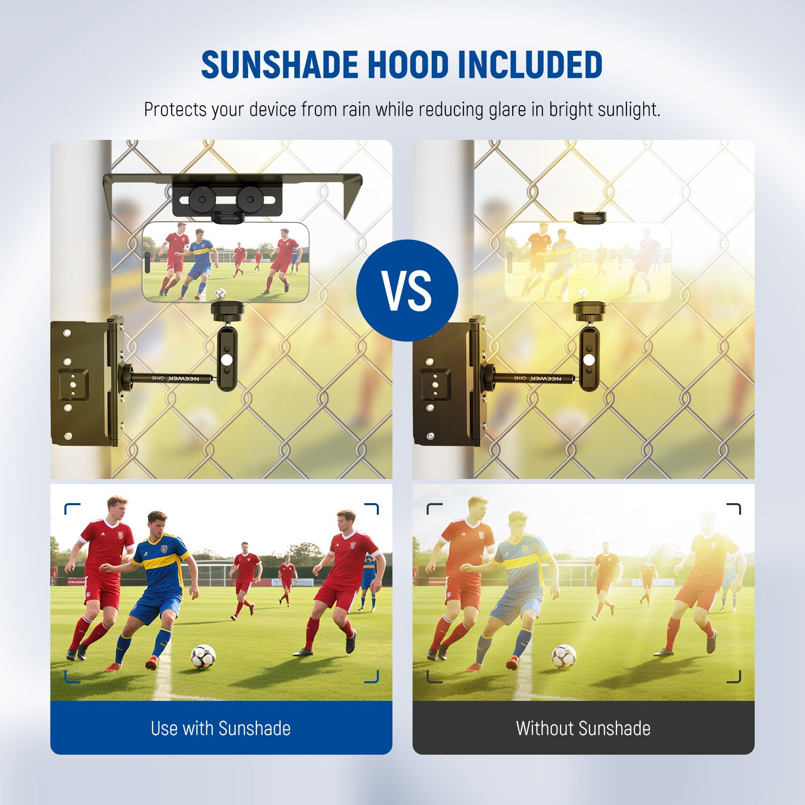 NEEWER CA145 Magnetic Fence Mount Kit includes a sunshade hood.