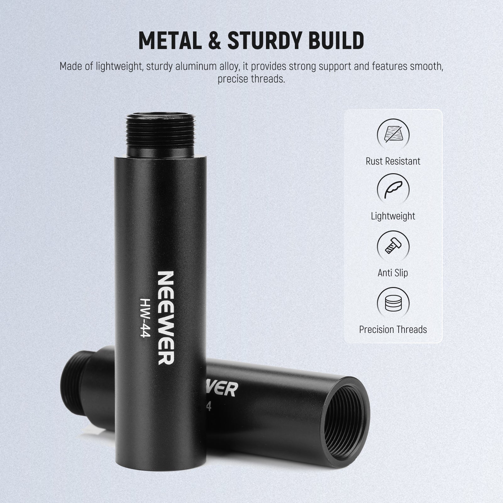 The mic stand extension accessories made from lightweight and sturdy aluminum alloy.