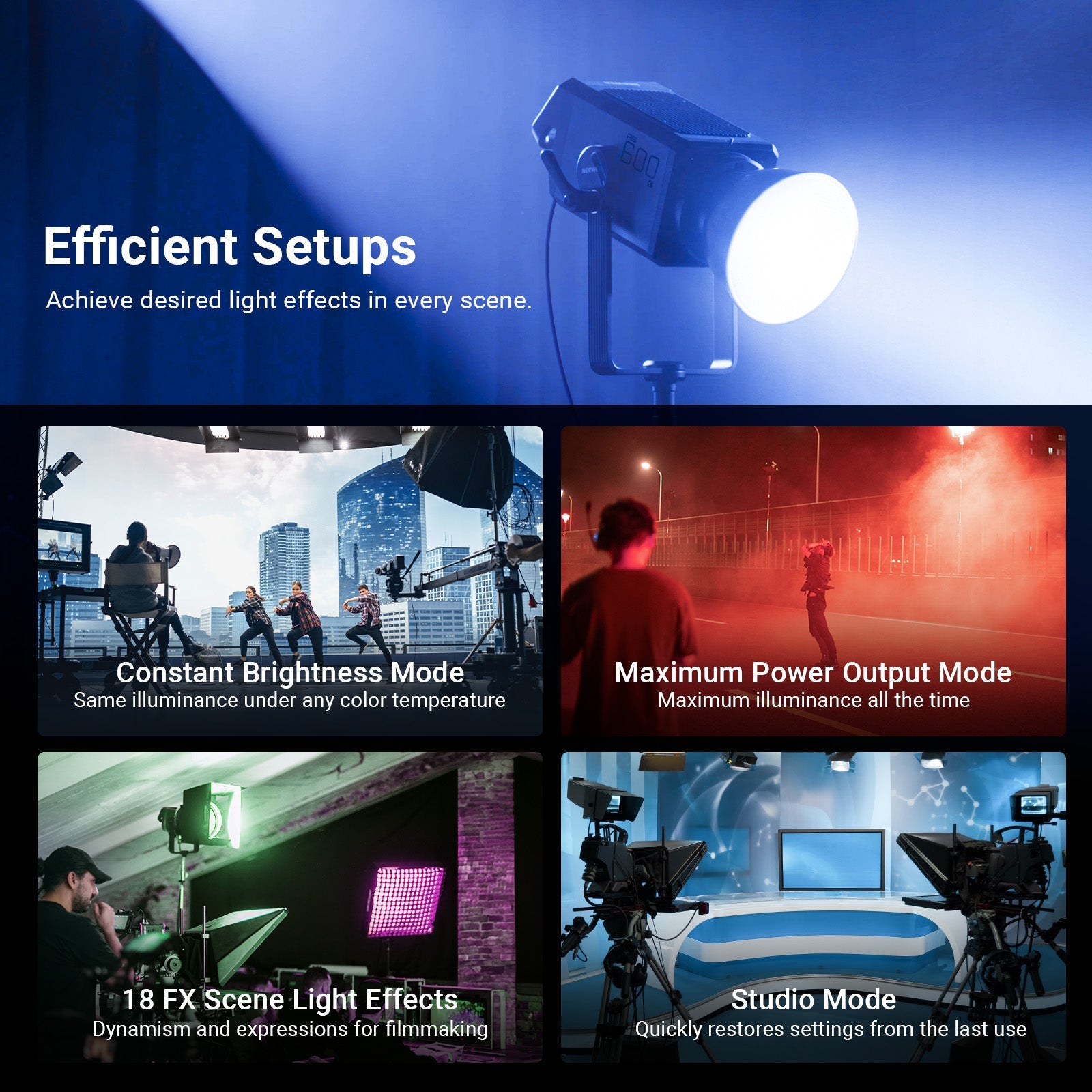 NEEWER AS600C RGB COB Studio Video Light achieve desired light effects in every scene.