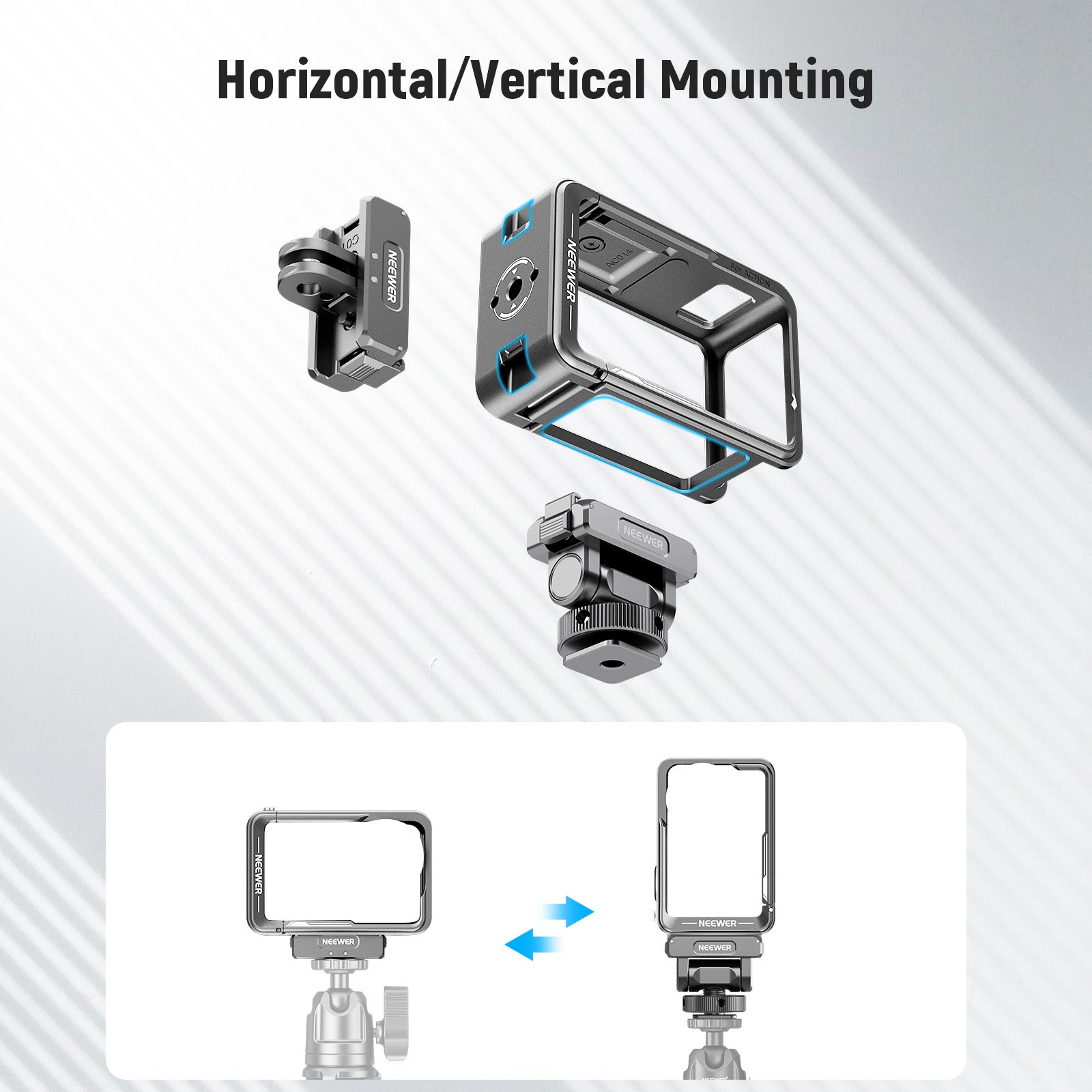 A 160° adjustable tilt enables flexible positioning for versatile shooting angles