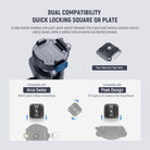 NEEWER LT34 Carbon Fiber Compact Travel Tripod features the Arca type quick release plate