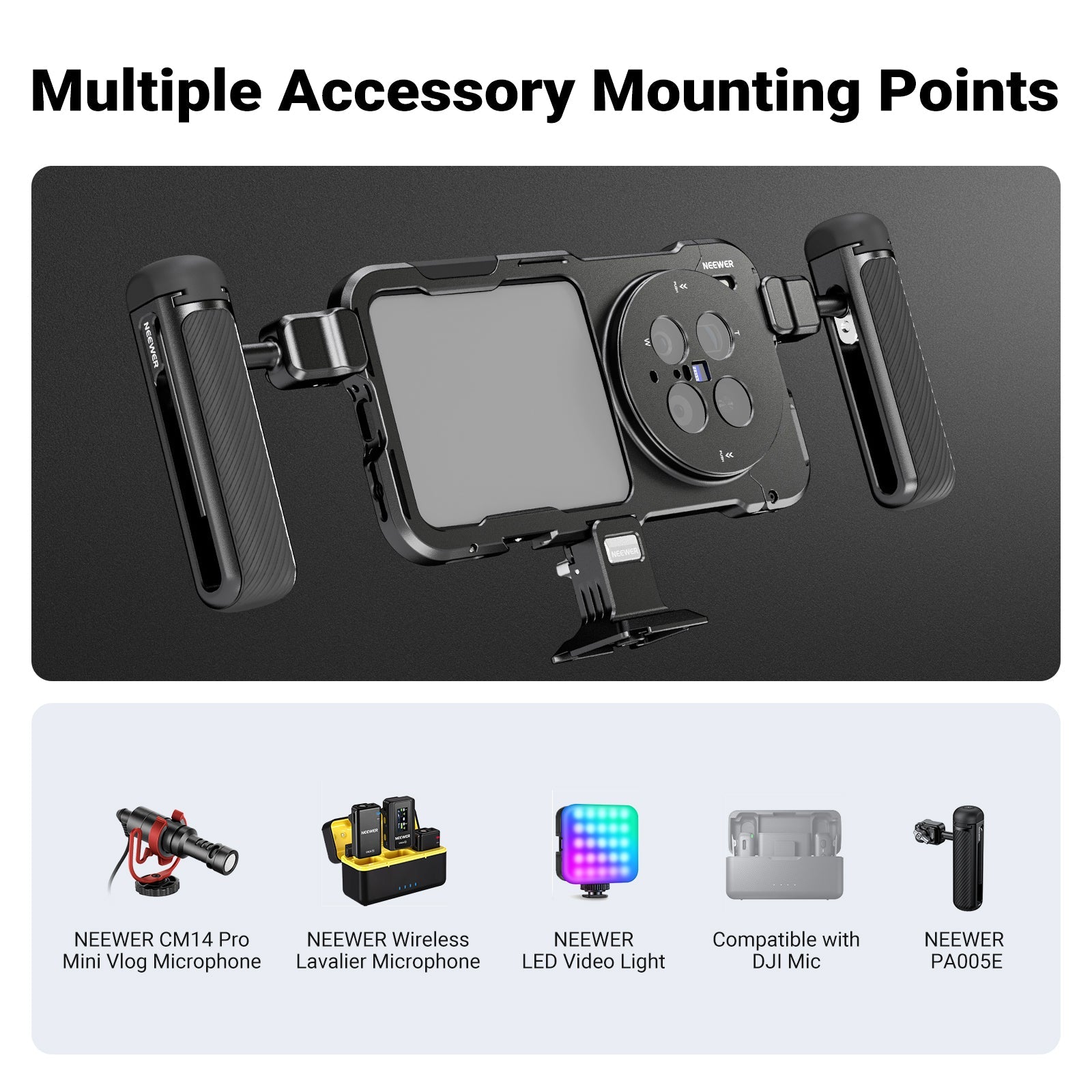 NEEWER PA146 Phone Cage For VIVO X200 Ultra features multiple mounting points for accessories