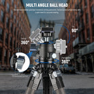 NEEWER LT36 Carbon Fiber Tripod features a multi angle ball head.