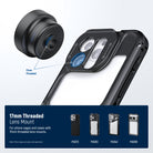 Attach the phone lens clip to the main camera and mount the lens via the 17mm thread.