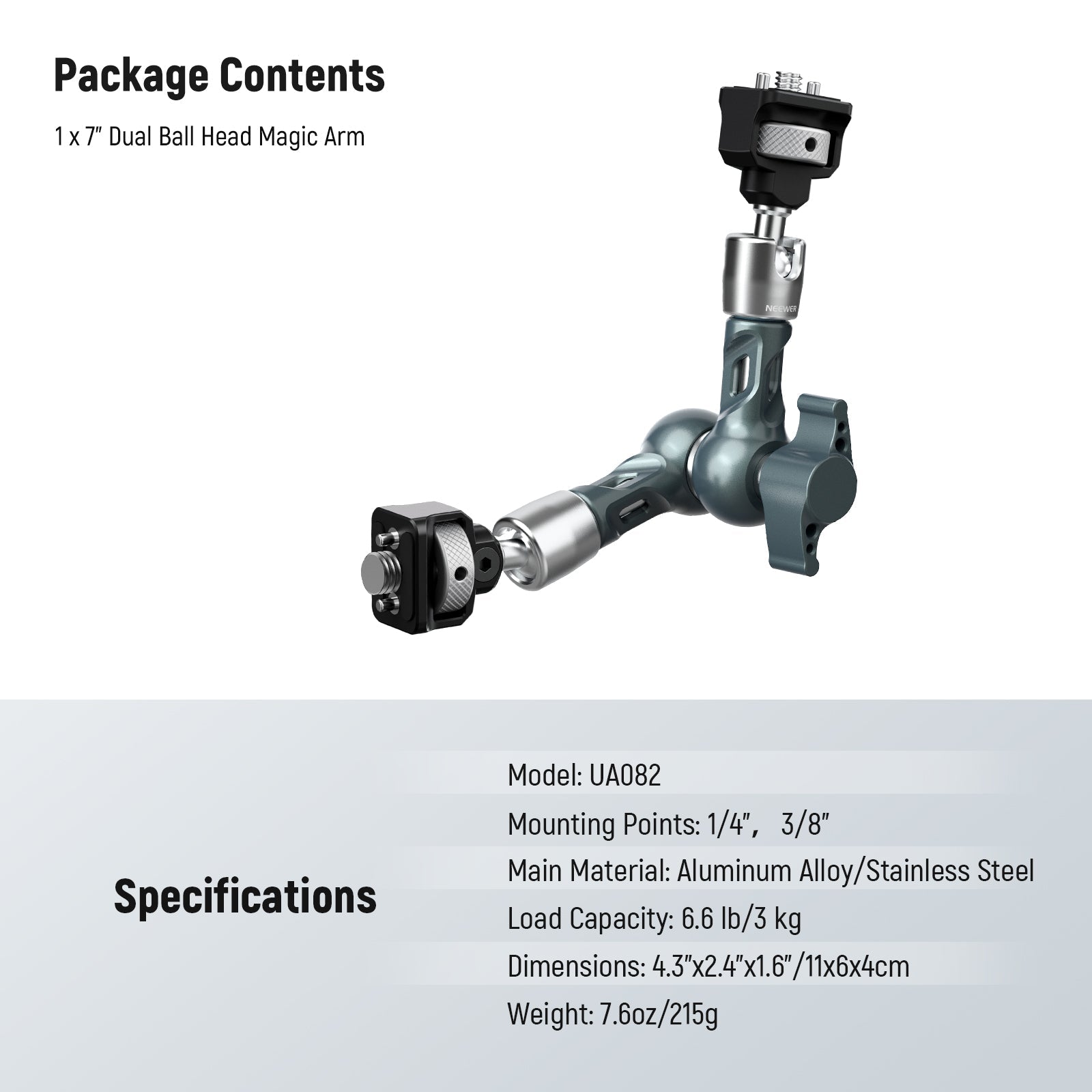 Specifications of the NEEWER UA082 Magic Arm Camera Mount