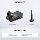 This package includes a backpack clip mount and a mount screw.