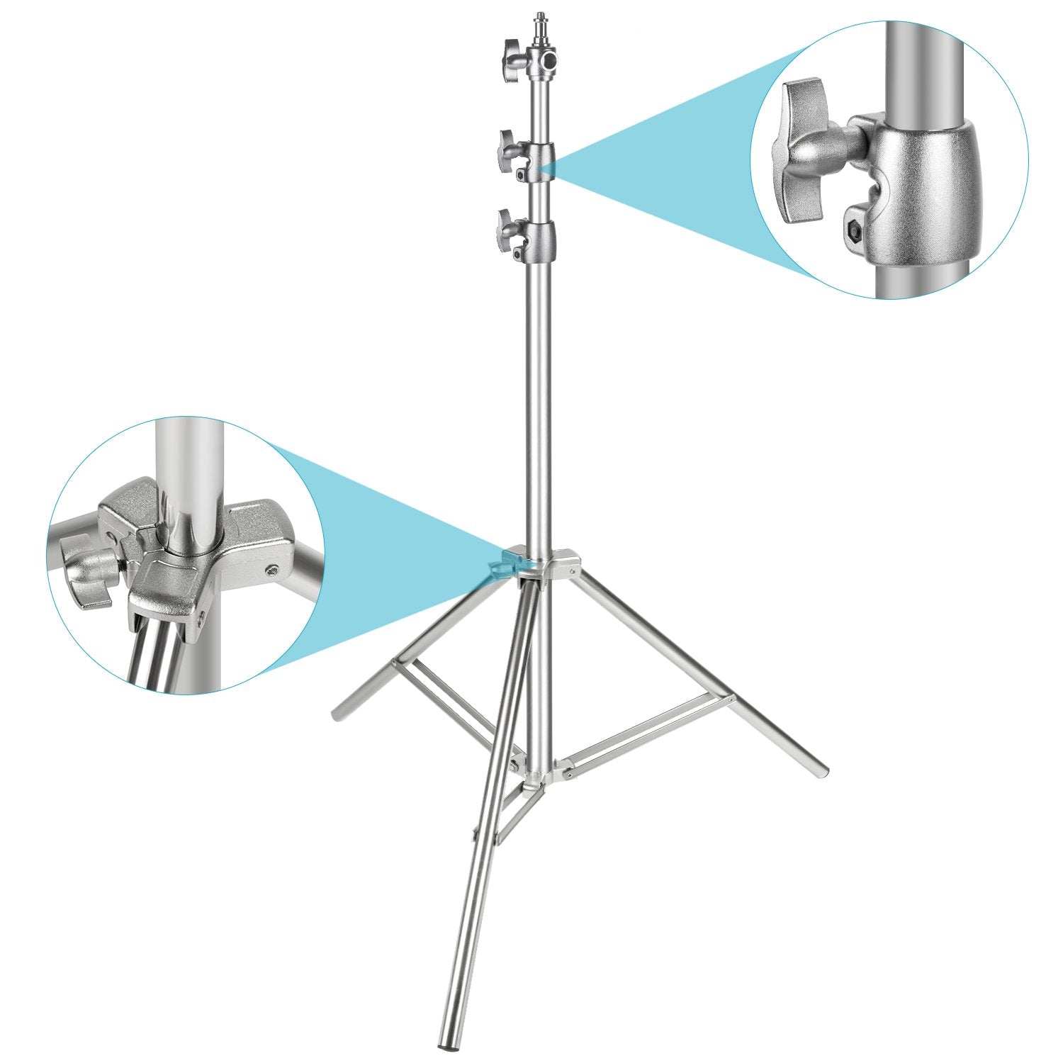 Neewer Stainless Steel Light Stand Silver 86.6"/220 cm Foldable and Portable Heavy Duty Stand - neewer.com