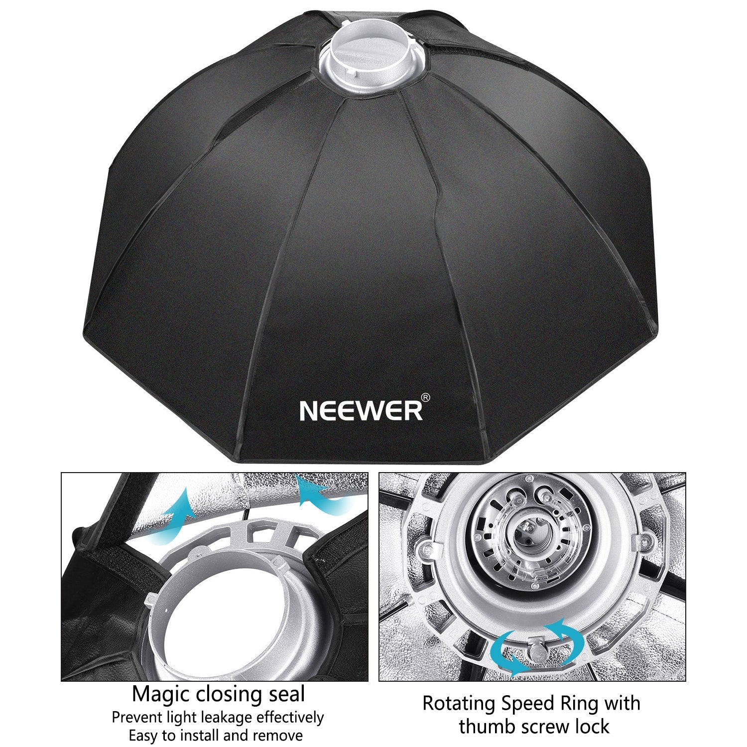 Neewer 24 inches/60 centimeters Octagon Softbox with Bowens Mount Speedring and Bag