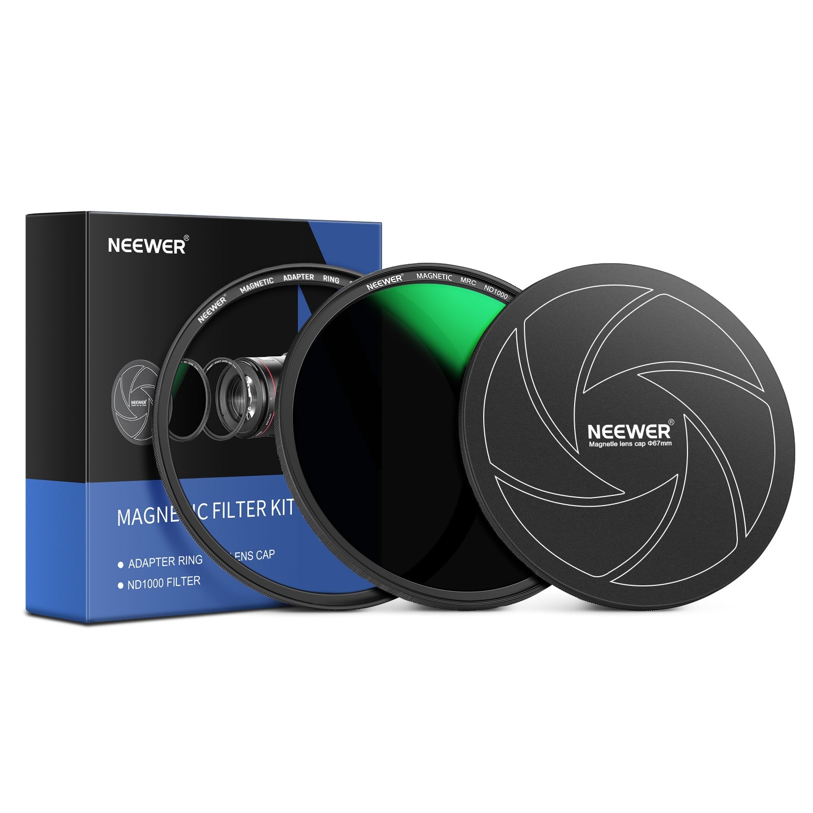 NEEWER 3-in-1 Magnetic ND Lens Filter Kit with Filter Cap and Adapter Ring