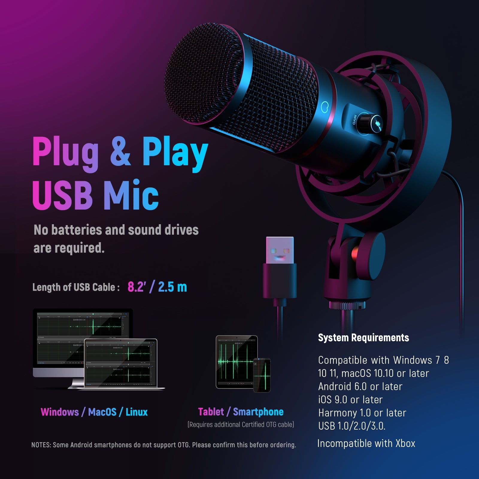 Neewer Kit Micro Gaming USB avec Effets Lumineux RGB, Plug & Play