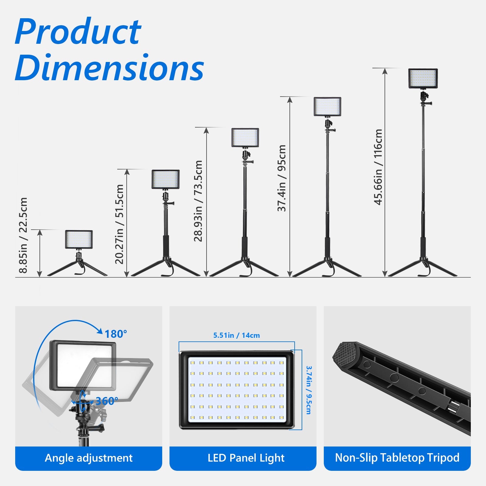 Neewer 2 Packs Dimmable 5600K USB LED Video Colorful LED Lighting